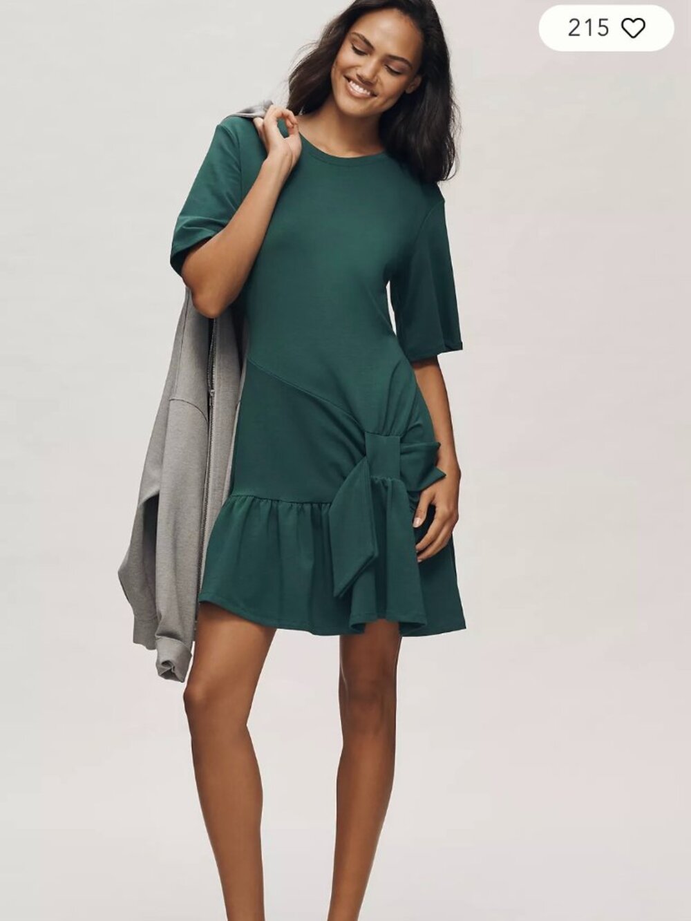 🌲 NWT Anthropologie Daily Practice Drop-Waist T-Shirt Mini Dress Forest Green